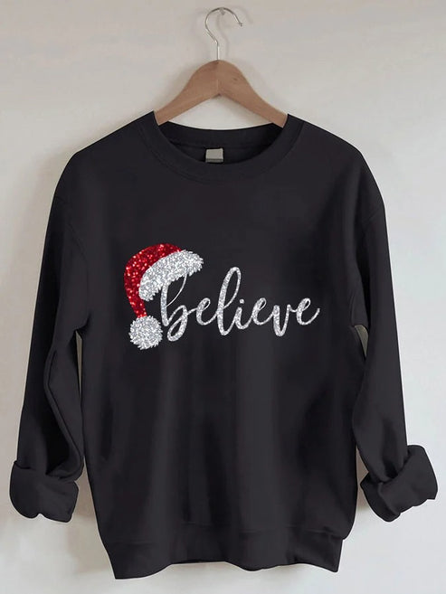 Women’s Christmas Print Sweatshirt 002 – Black