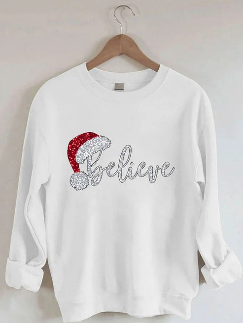 Women’s Christmas Print Sweatshirt 002 – White