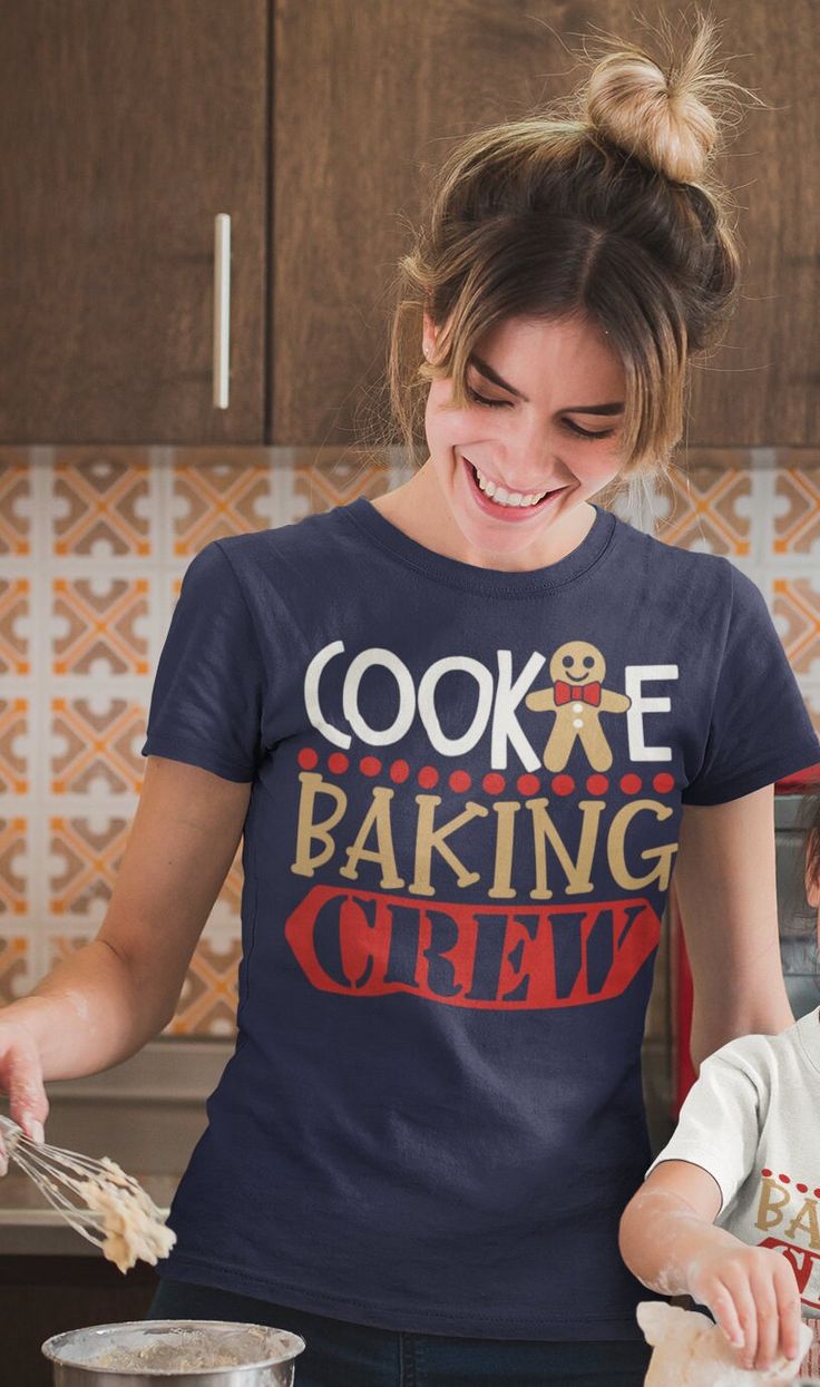 Women’s Christmas T Shirt Cookie Baking Crew Matching Xmas Shirts Cute Graphic