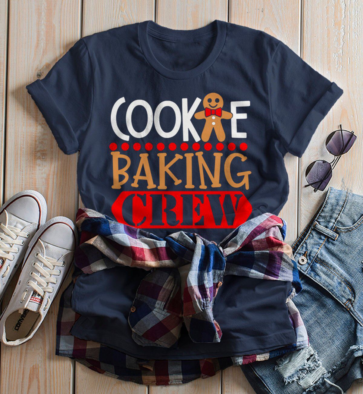 Women’s Christmas T Shirt Cookie Baking Crew Matching Xmas Shirts Cute Graphic Tee