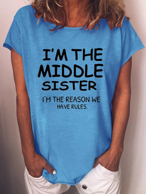 Women’s I’m The Middle Sister T-shirt – Blue