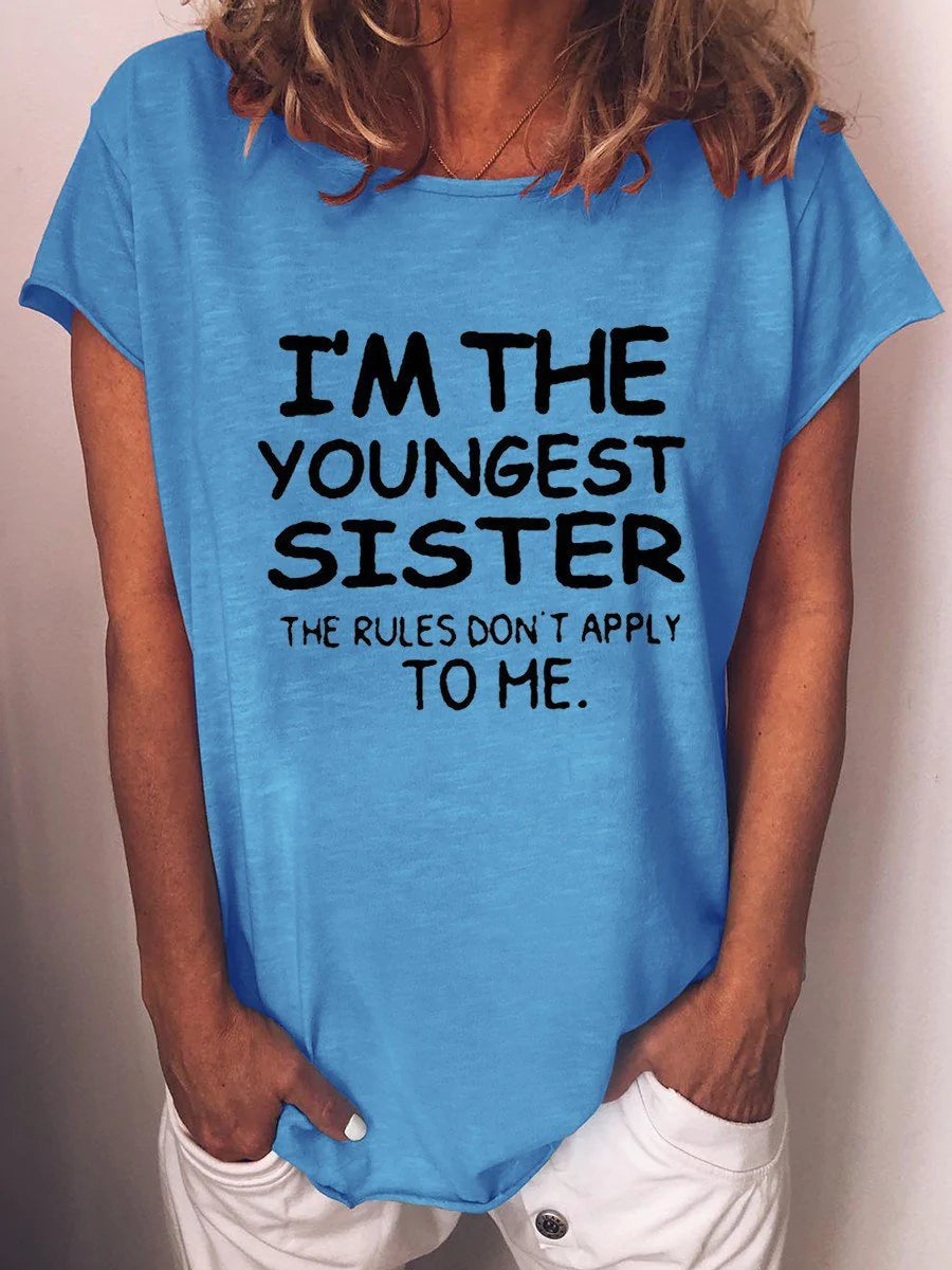 Women’s I’m The Youngest Sister T-shirt – Blue