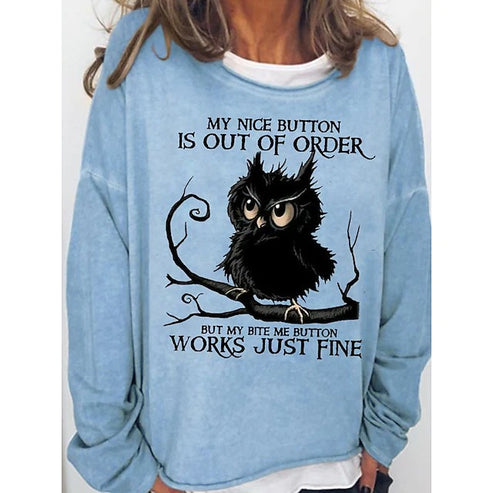 Women’s My Nice Button Is Out Of Order But My Bite Me Button Works Just Fine Funny Print Casual T-Shirt