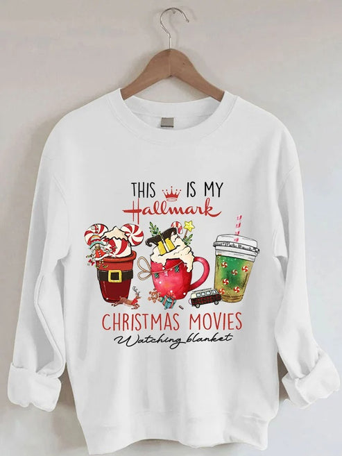 Women’s This Is My Christmas Movies Watching Print Sweatshirt – White