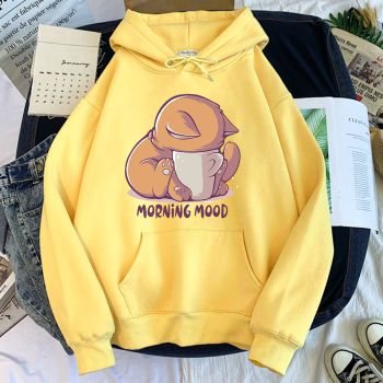 Womens Good Morning Cartoon Cat Hoodie